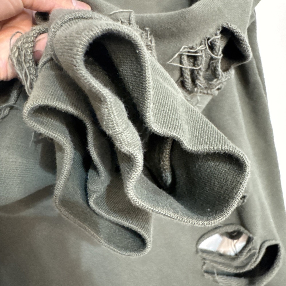 ALO Yoga Fade Distressed Pullover Crewneck‎ Sweatshirt Womens Size M Green #094 - Picture 14 of 16